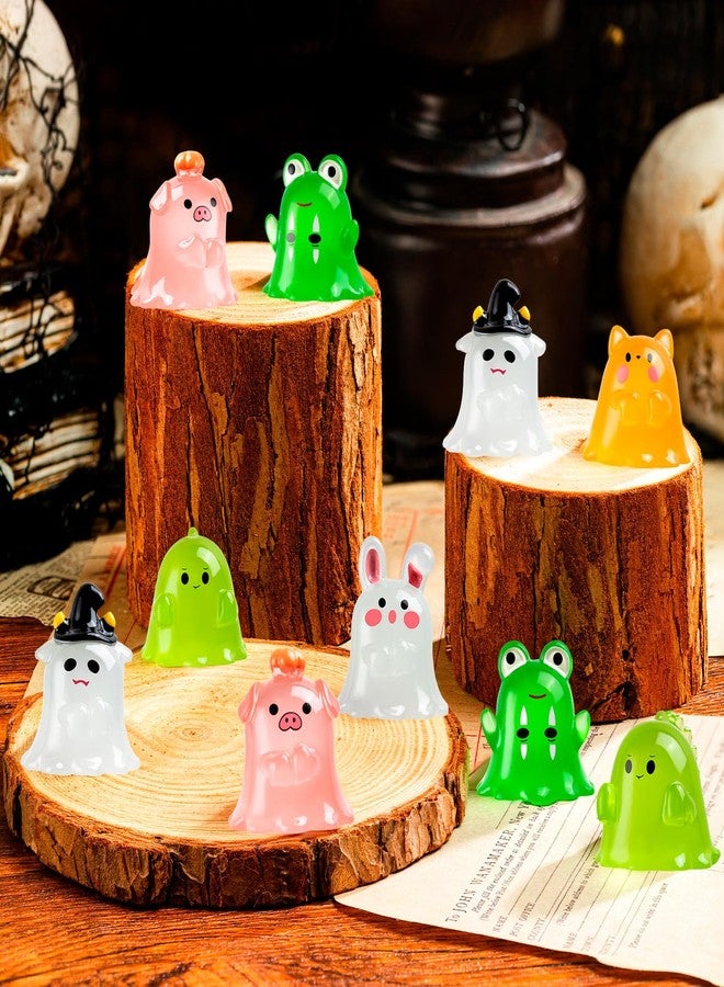 LHSYFBZ 36Pcs Halloween Mini Resin Figures, Glow in Dark Tiny Resin Set, Small Ghost Frog Buny Pig Figures for Halloween Party Favors Bag Fillers Garden Dollhouse Deco - Image 2